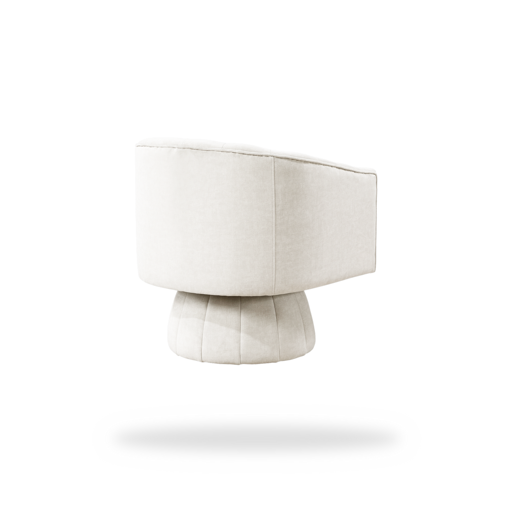 Bristol taupe velvet swivel chair left rear view
