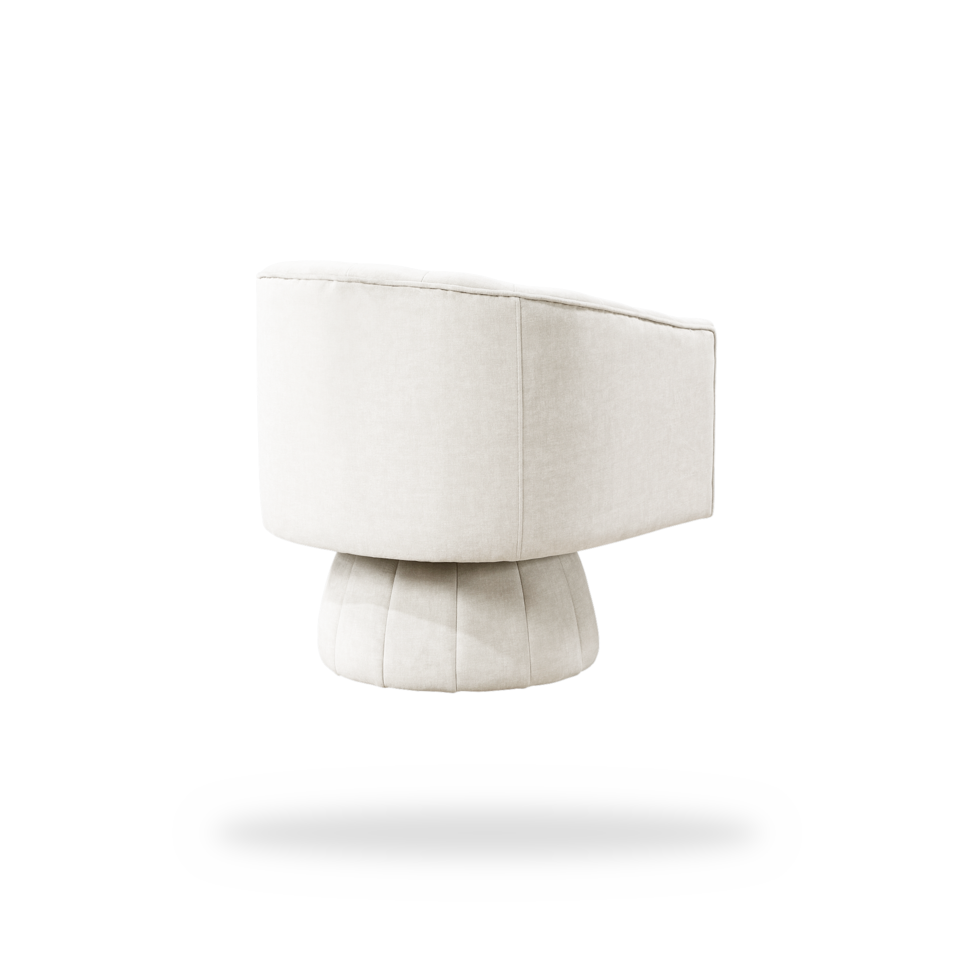 Bristol taupe velvet swivel chair left rear view