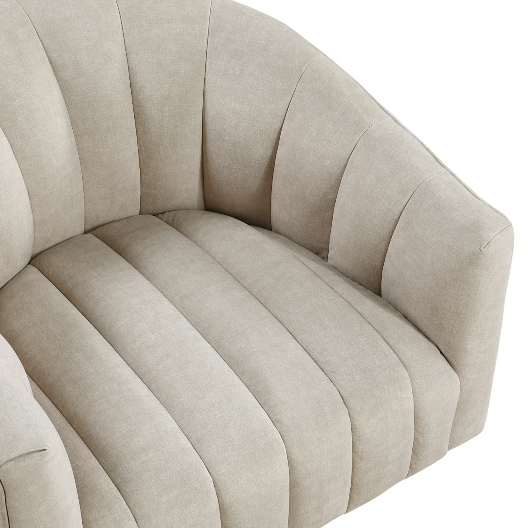 Bristol taupe velvet swivel chair clean velvet upholstery detail
