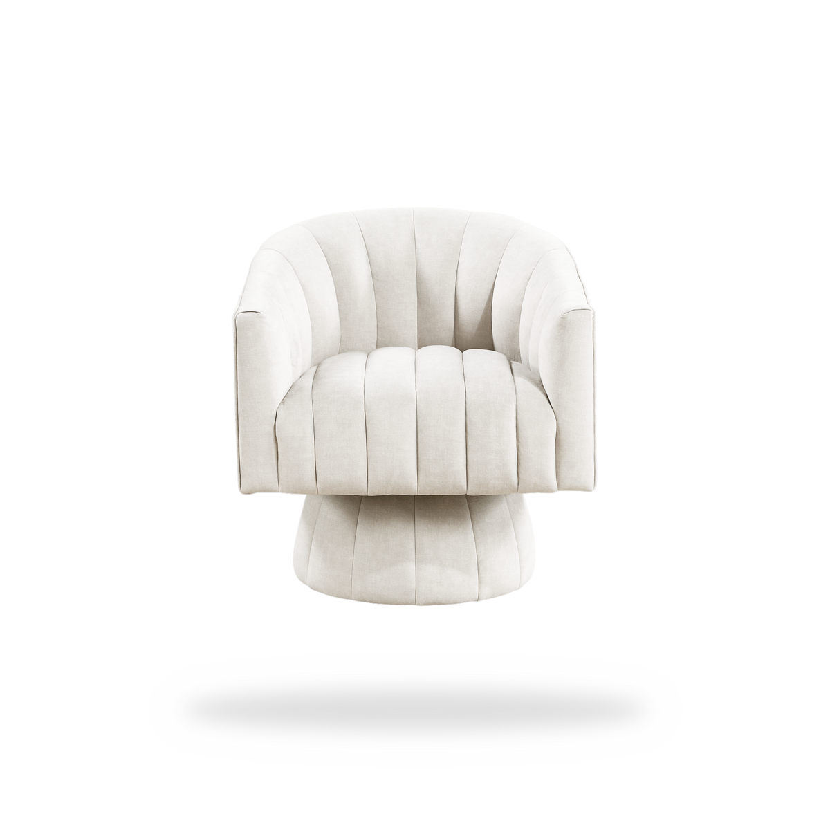Bristol taupe velvet swivel chair complete front view