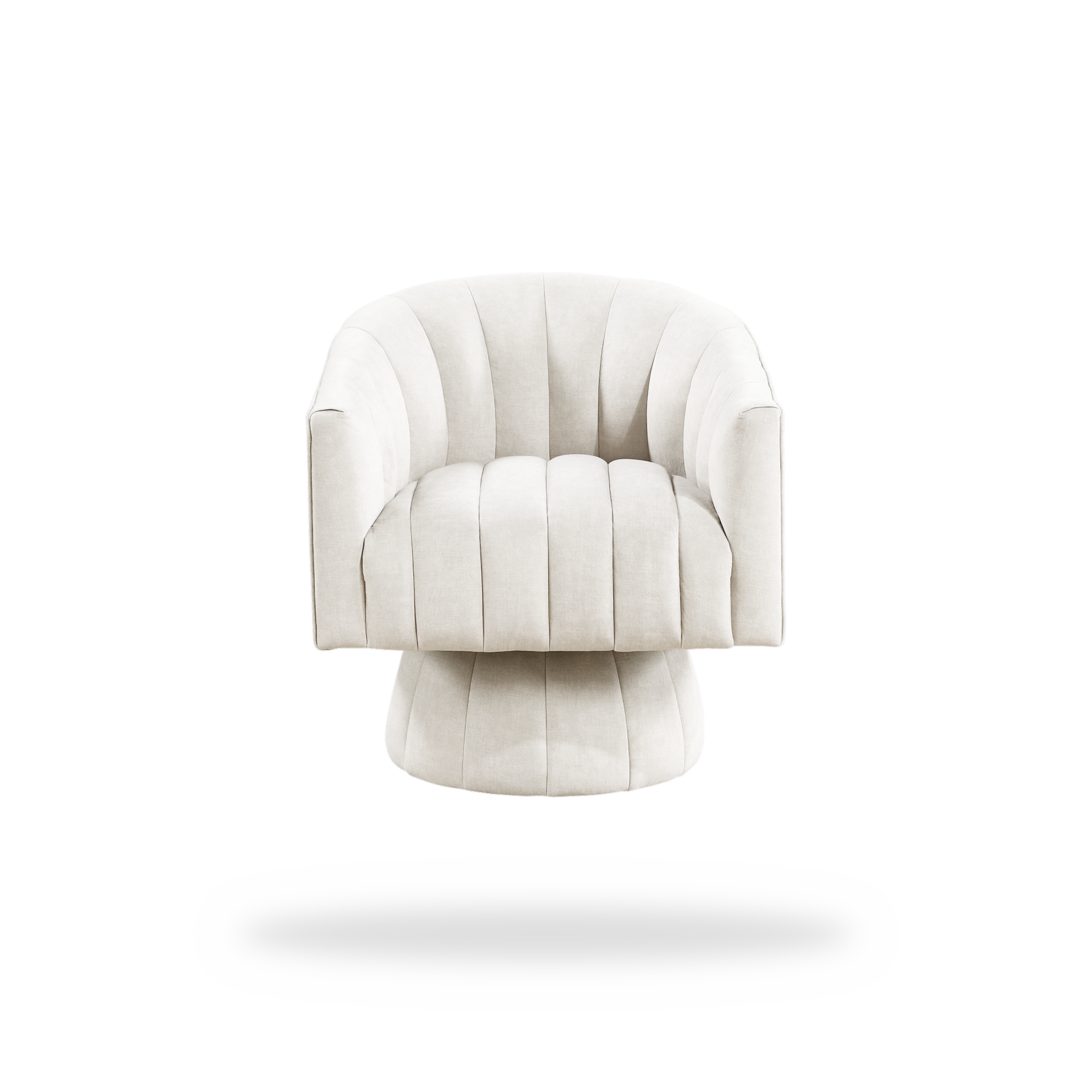 Bristol taupe velvet swivel chair complete front view