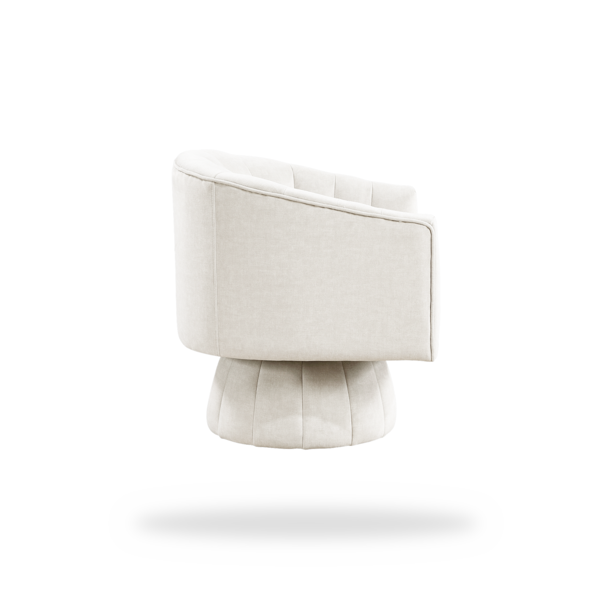 Bristol taupe velvet swivel chair right side view