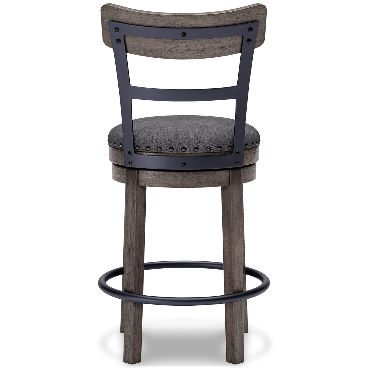 Caitbrook Counter Height Swivel Stool in Gray - back view