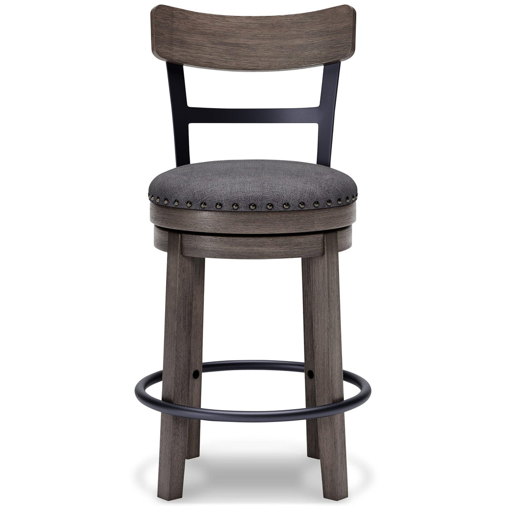 Caitbrook Counter Height Swivel Stool in Gray - front view