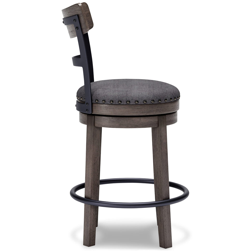 Caitbrook Counter Height Swivel Stool in Gray - side view