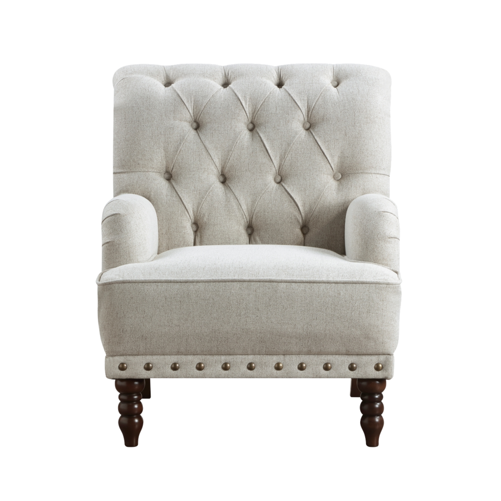 Carol textured fabric accent chair complete front view