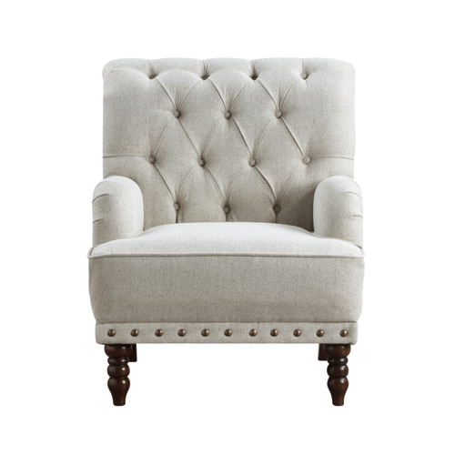 Carol textured fabric accent chair complete front view