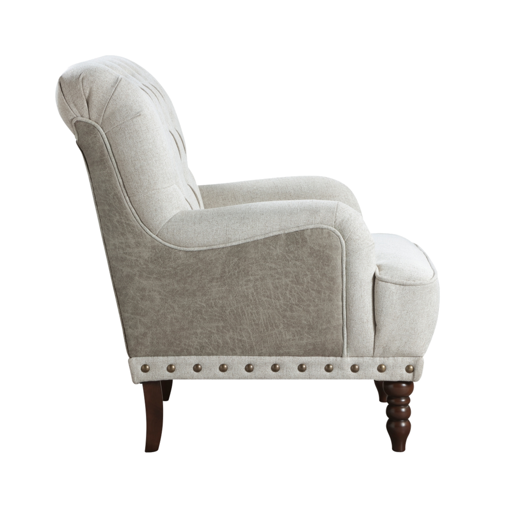 Carol textured fabric accent chair left side view
