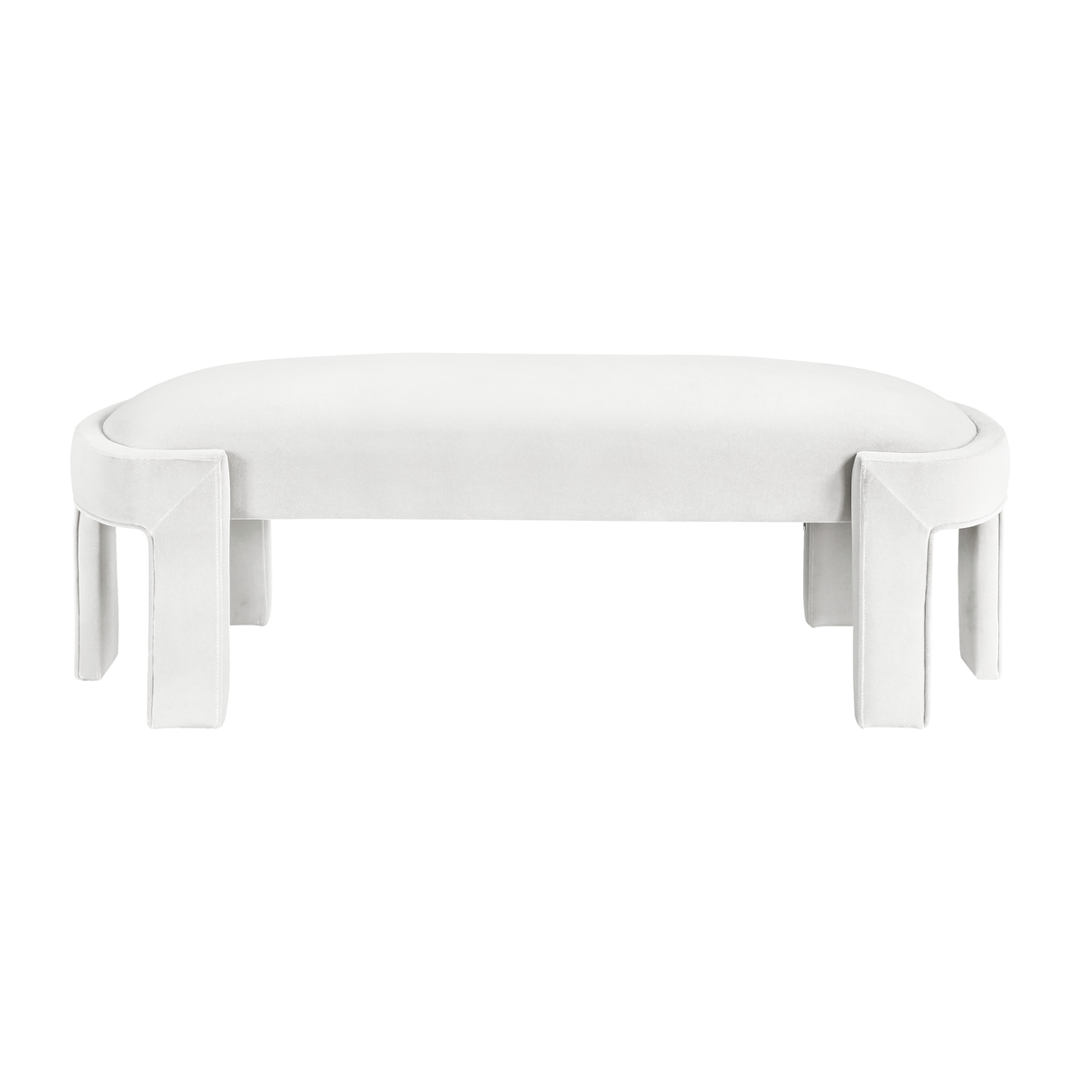 Flux Bench — Taupe velvet, front view