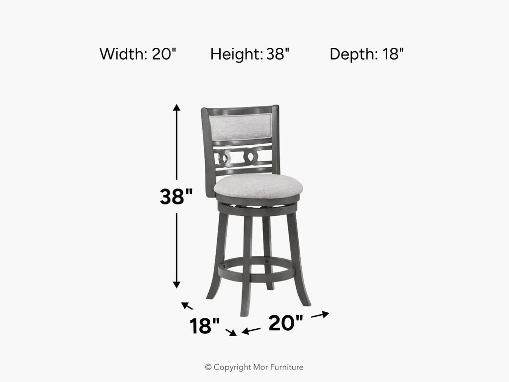 Gia Counter Height Swivel Stool - Gray dimensions