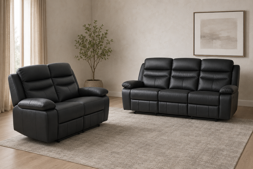 Hancock Manual Black Loveseat with matching Sofa — room scene