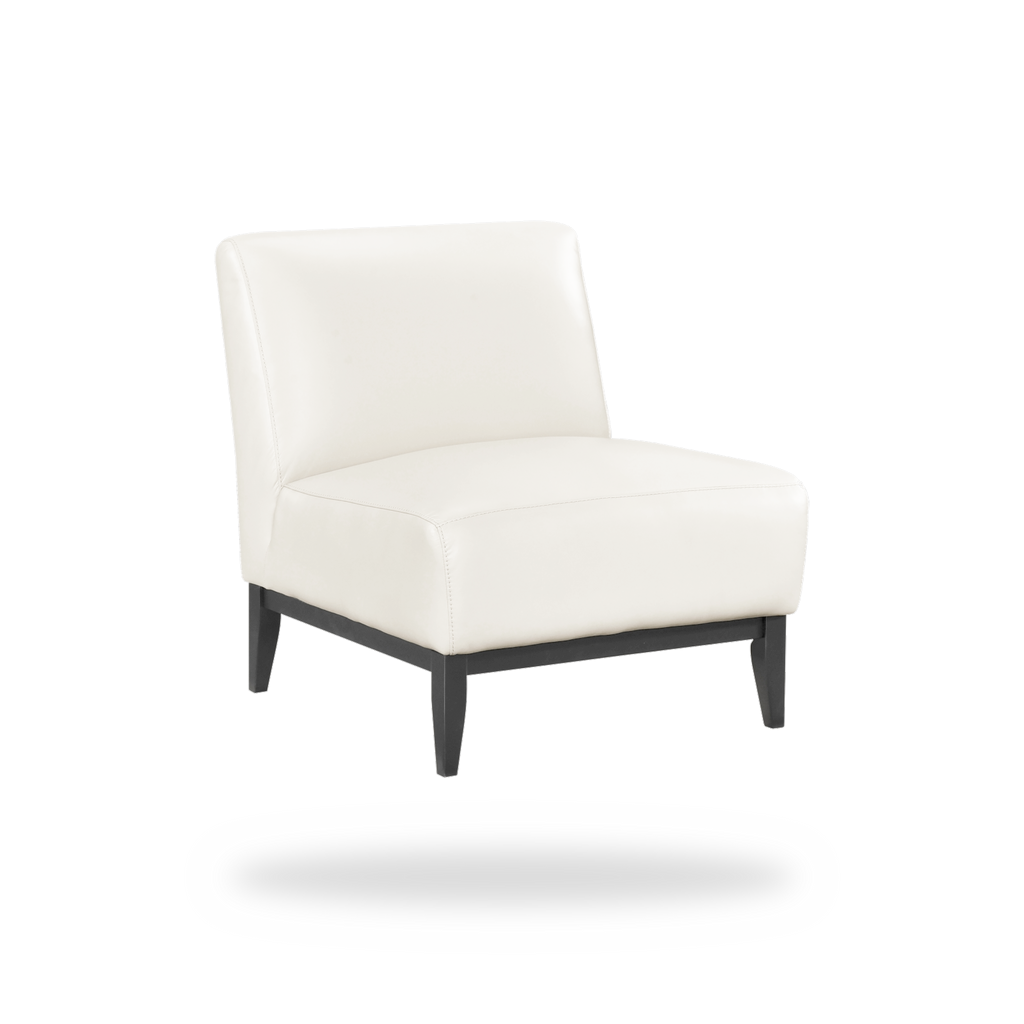 Houghton beige top grain buffalo leather accent chair 45 degree view