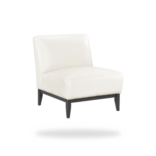 Houghton beige top grain buffalo leather accent chair 45 degree view
