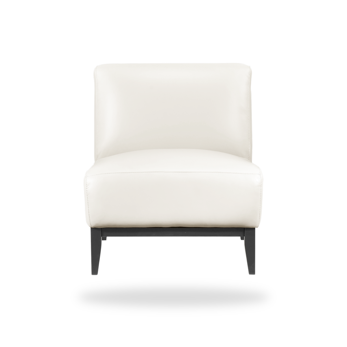 Houghton beige top grain buffalo leather accent chair complete front view