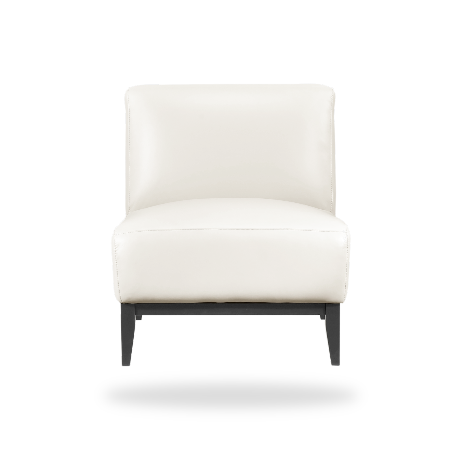 Houghton beige top grain buffalo leather accent chair complete front view