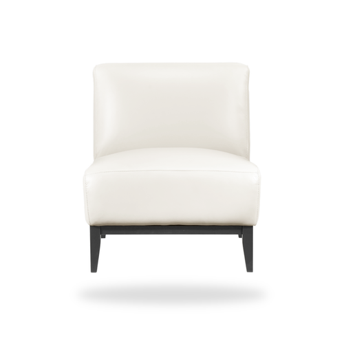 Houghton beige top grain buffalo leather accent chair complete front view