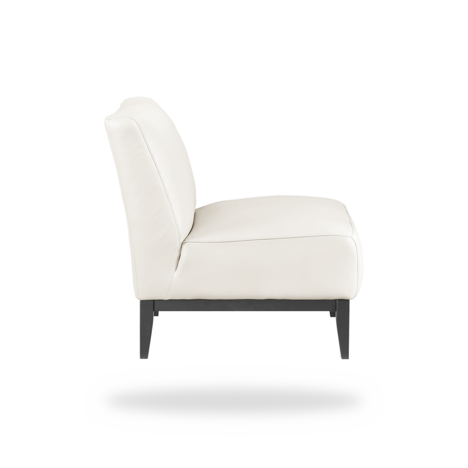 Houghton beige top grain buffalo leather accent chair side view