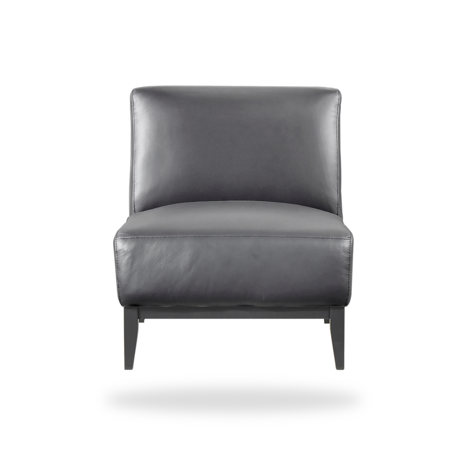 Houghton black top grain buffalo leather accent chair complete front view