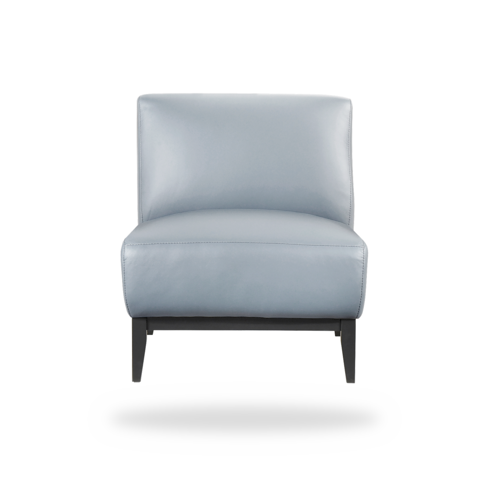 Houghton blue top grain buffalo leather accent chair complete front view
