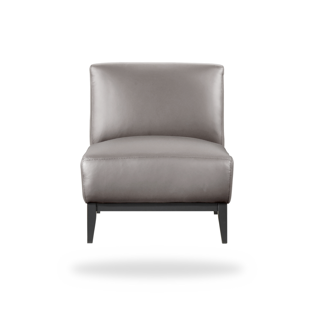 Houghton dark brown top grain buffalo leather accent chair complete front view