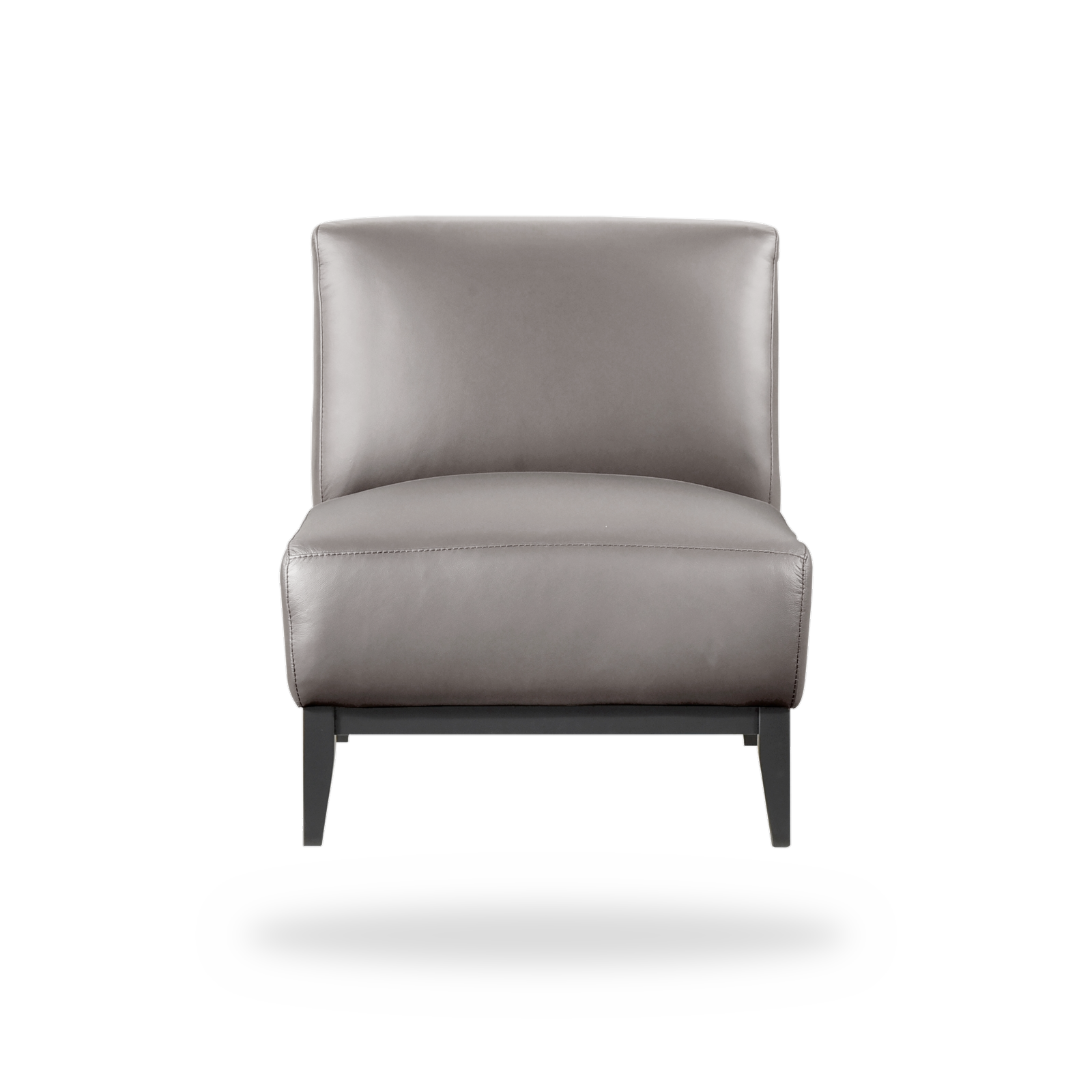 Houghton dark brown top grain buffalo leather accent chair complete front view