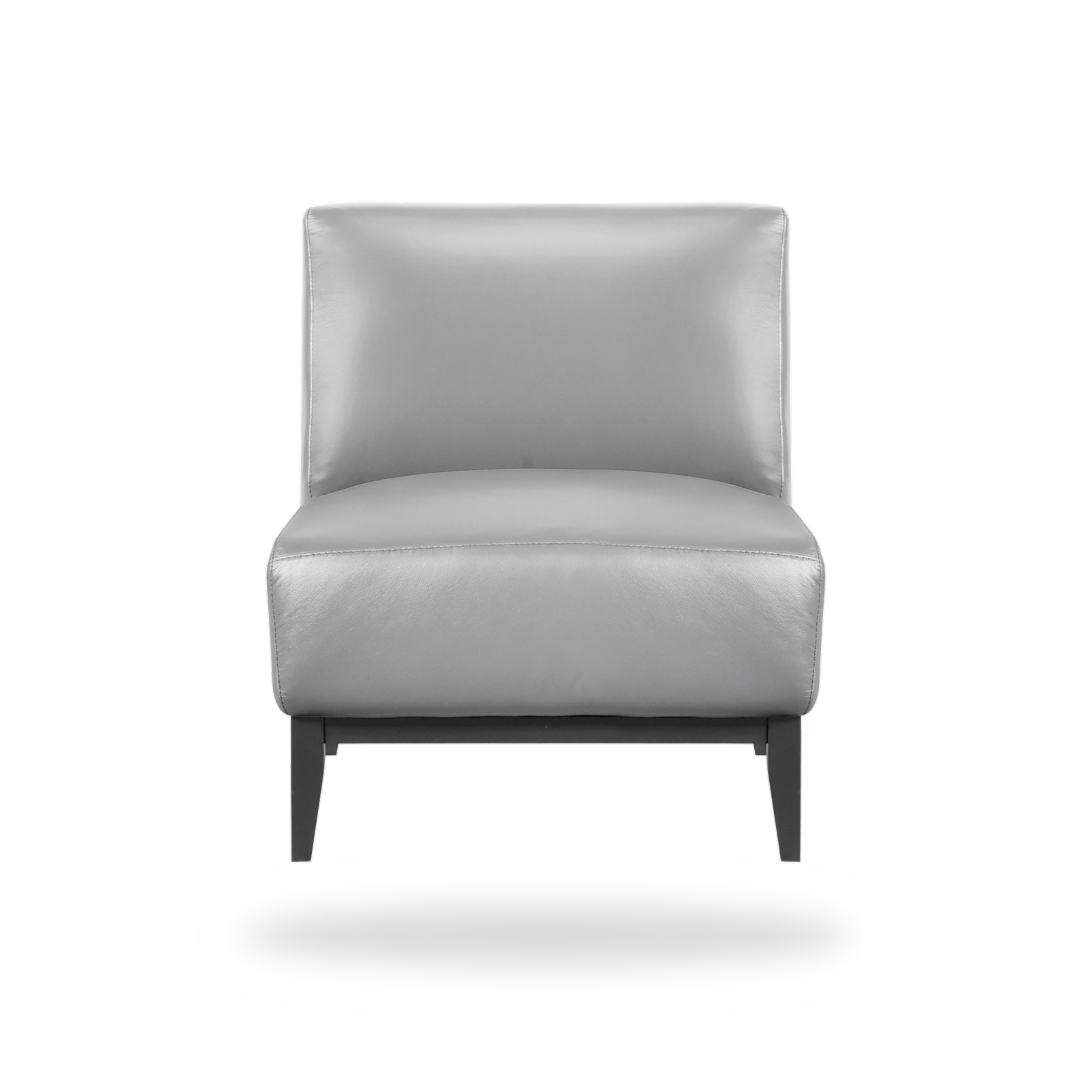 Houghton dark gray top grain buffalo leather accent chair complete front view