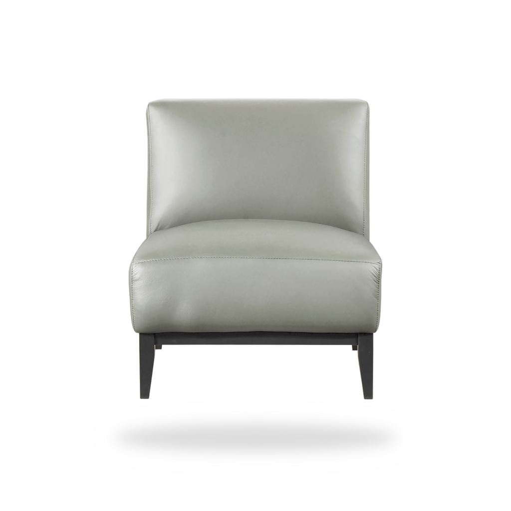 Houghton green top grain buffalo leather accent chair complete front view