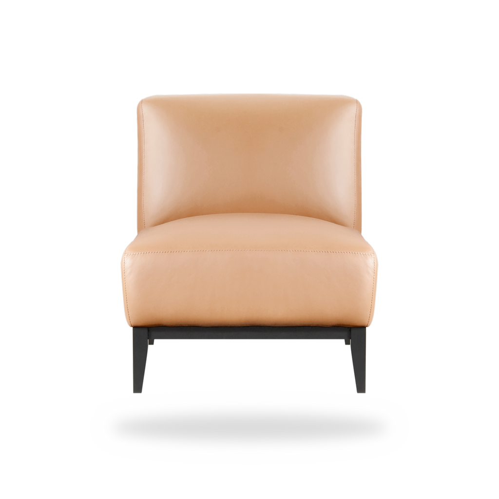 Houghton orange top grain buffalo leather accent chair complete front view