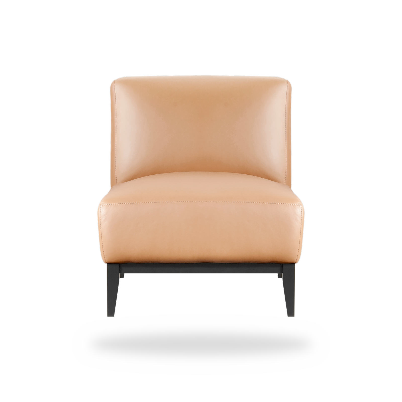 Houghton orange top grain buffalo leather accent chair complete front view