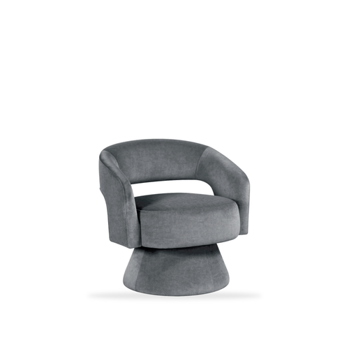 Lavon dark gray velvet swivel chair 45 degree view