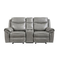 Aram Reclining Loveseat with Center Console — Gray Manual