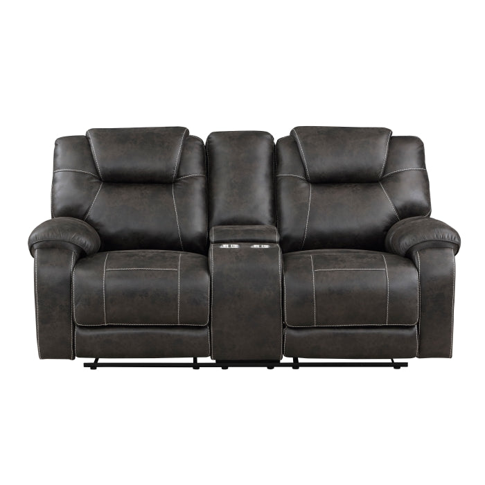 Gainesville Power Reclining Loveseat with Center Console — Chocolate Manual