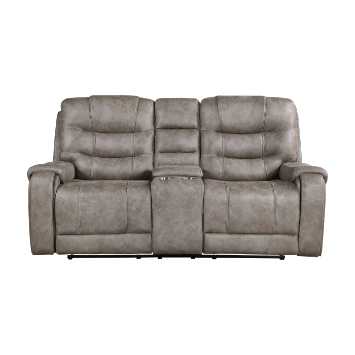 Oberon Reclining Loveseat with Center Console — Grayish brown Manual