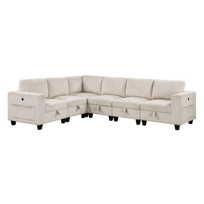 Walterboro 6-Piece Sectional with Storage, Storage Pouches and Charging Ports (9650BE*6SC)