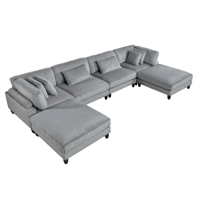 Robstown 6-Piece Modular Sectional with Ottomans (9688GY*62CR2AC2OT)