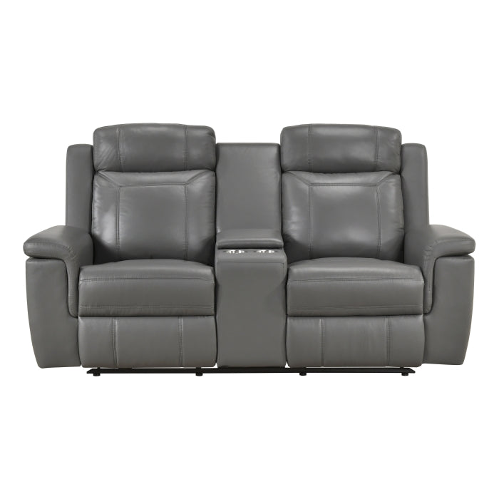Nest Reclining Loveseat with Center Console — Dark gray Manual