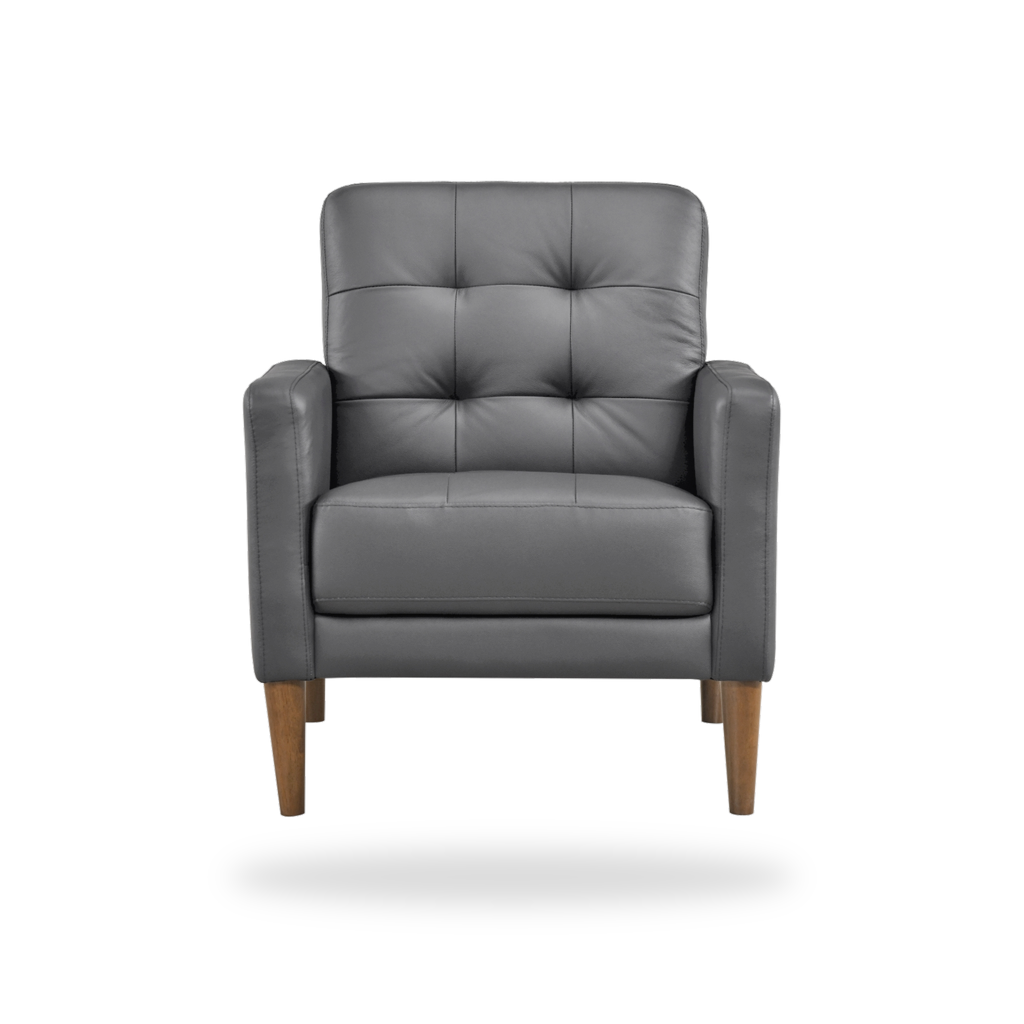 Riva black leather match accent chair complete front view