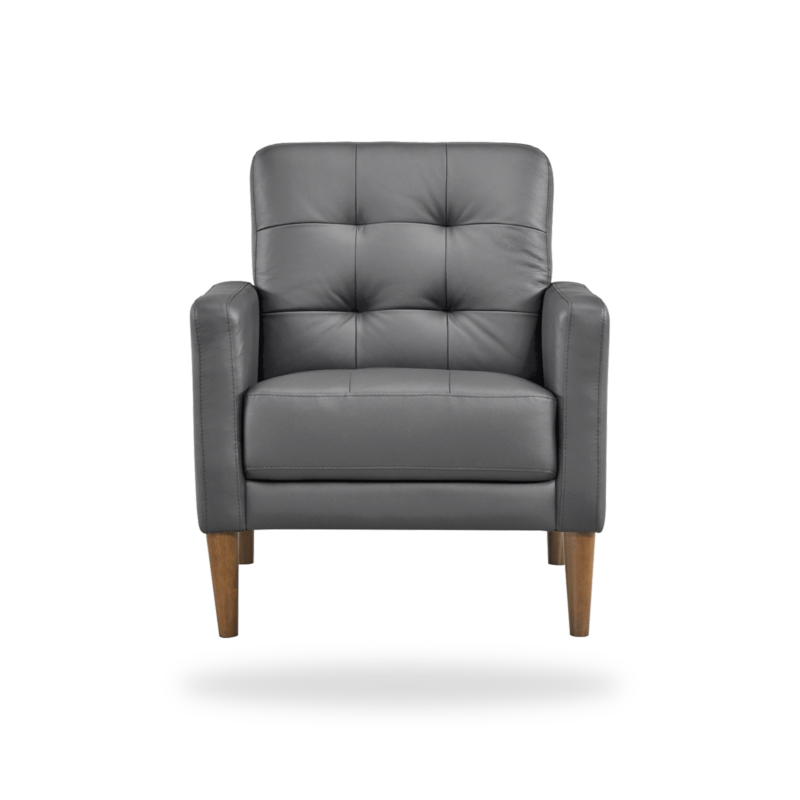 Riva black leather match accent chair complete front view