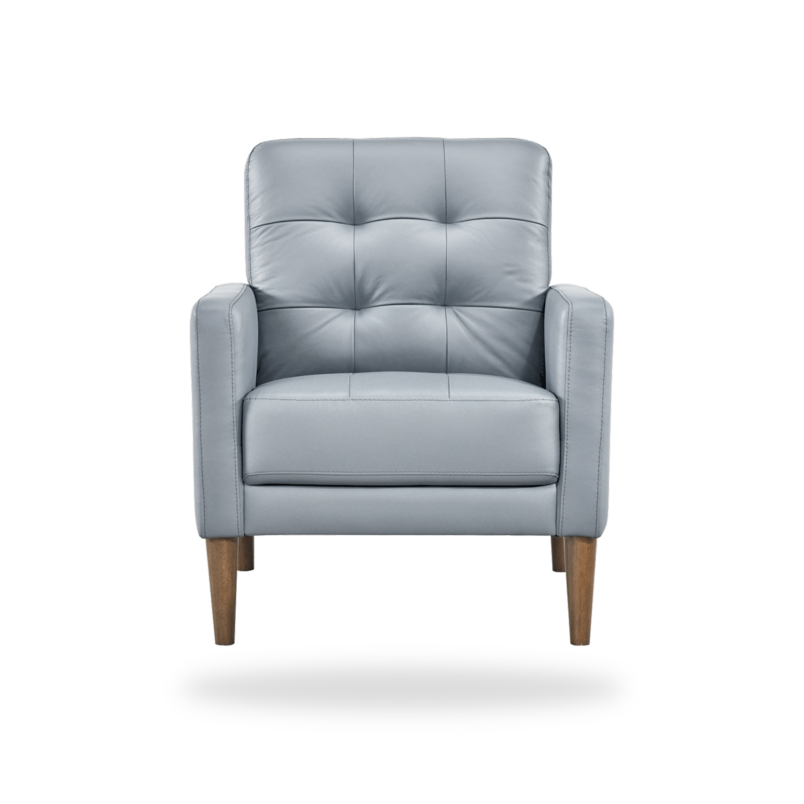 Riva blue leather match accent chair complete front view