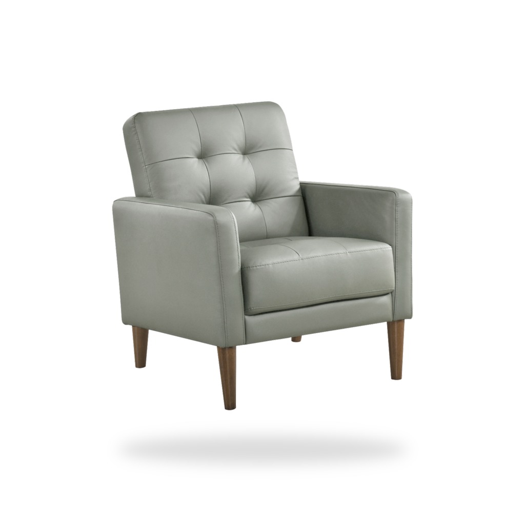 Riva green leather match accent chair 45 degree view