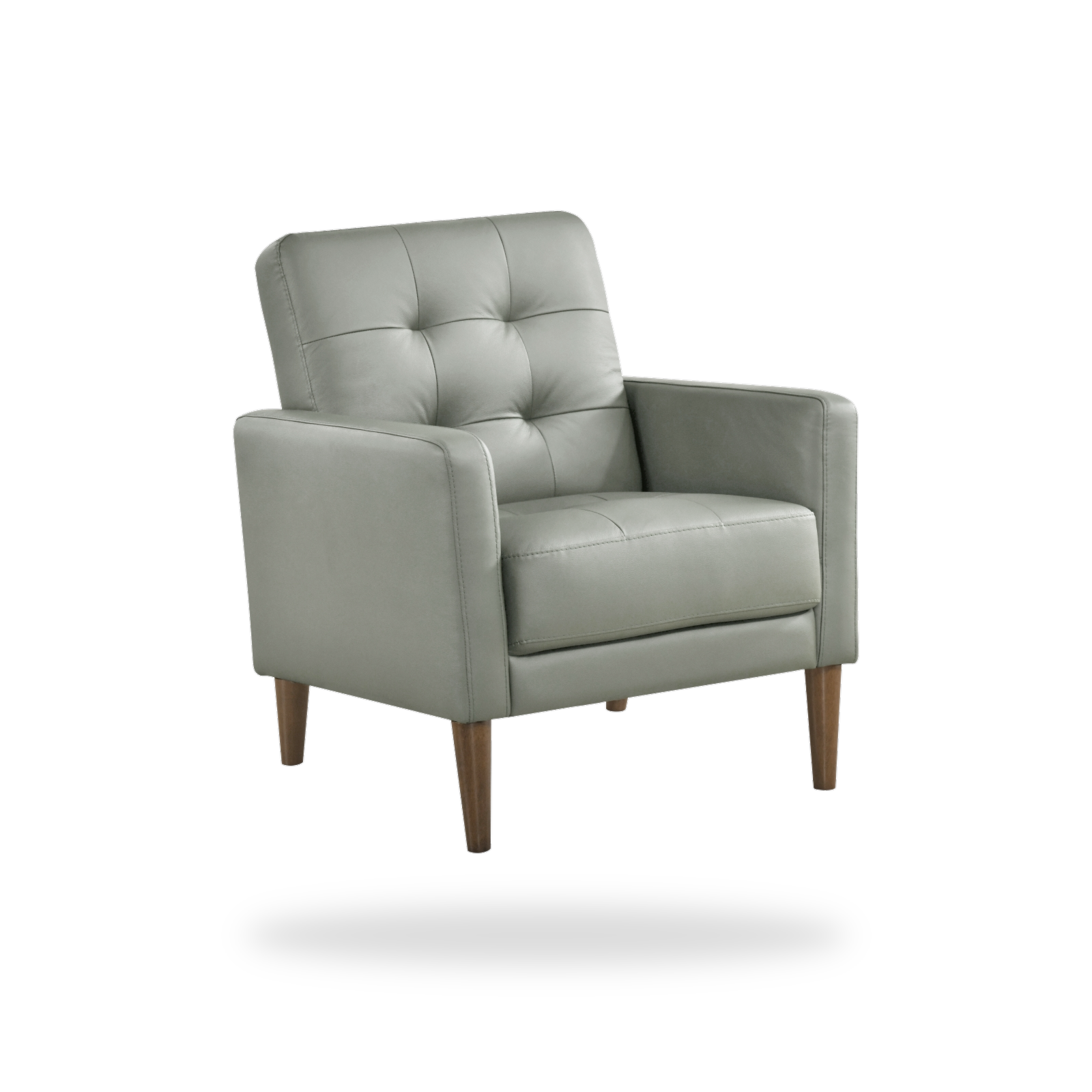Riva green leather match accent chair 45 degree view