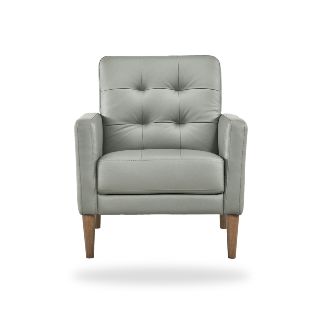 Riva green leather match accent chair complete front view