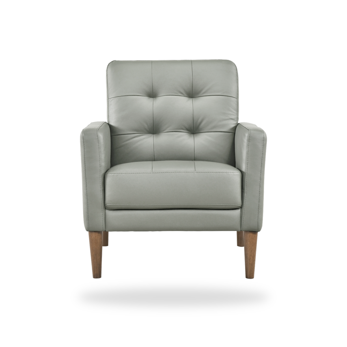 Riva green leather match accent chair complete front view