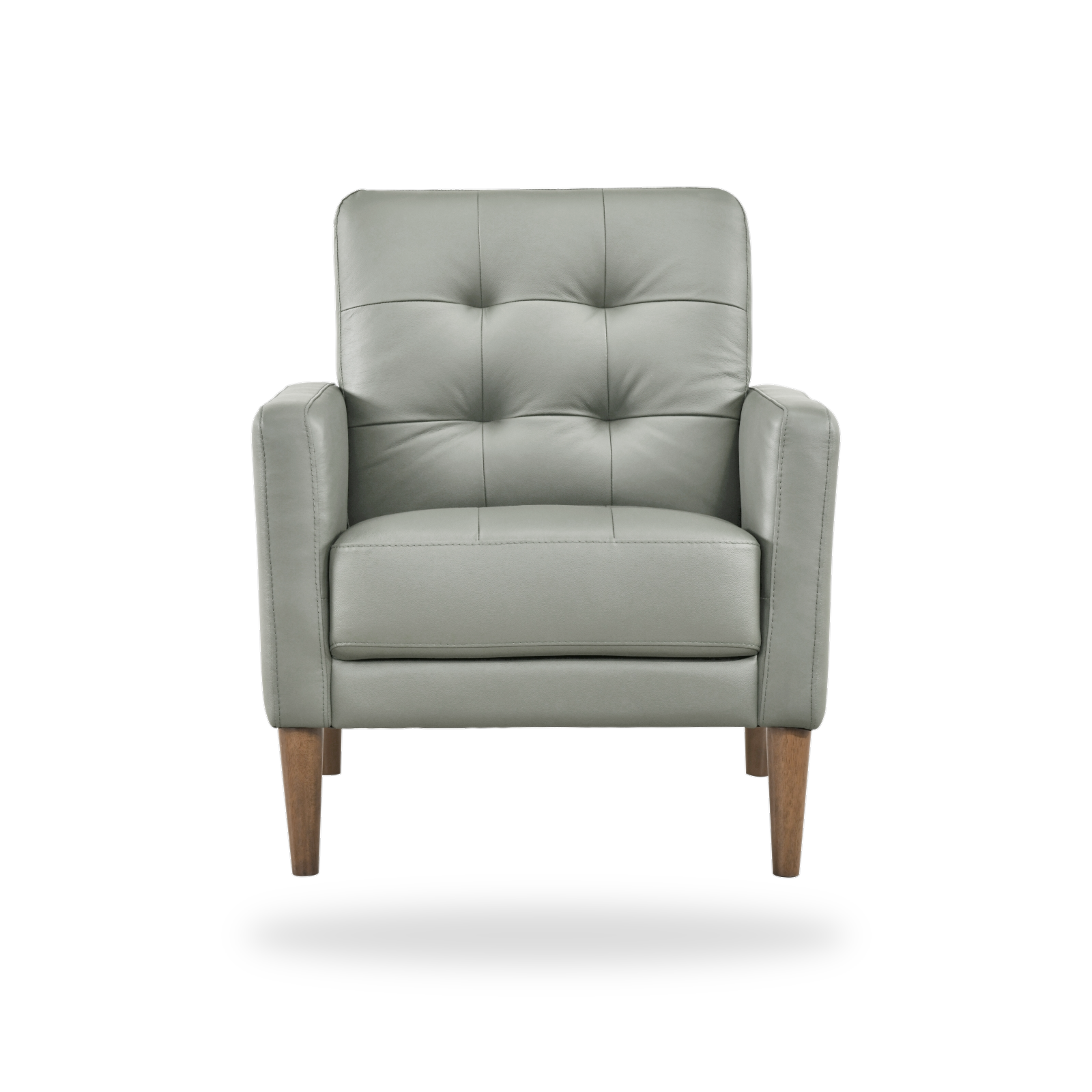 Riva green leather match accent chair complete front view