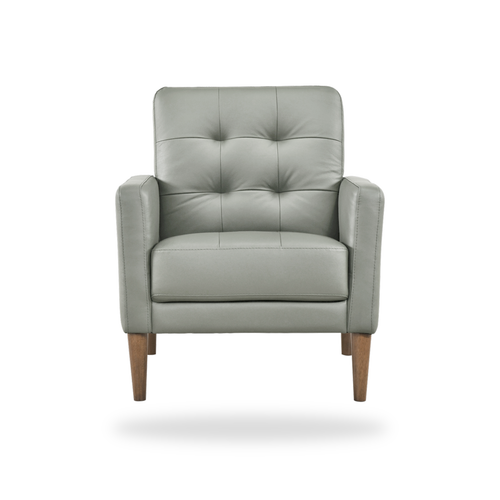 Riva green leather match accent chair complete front view