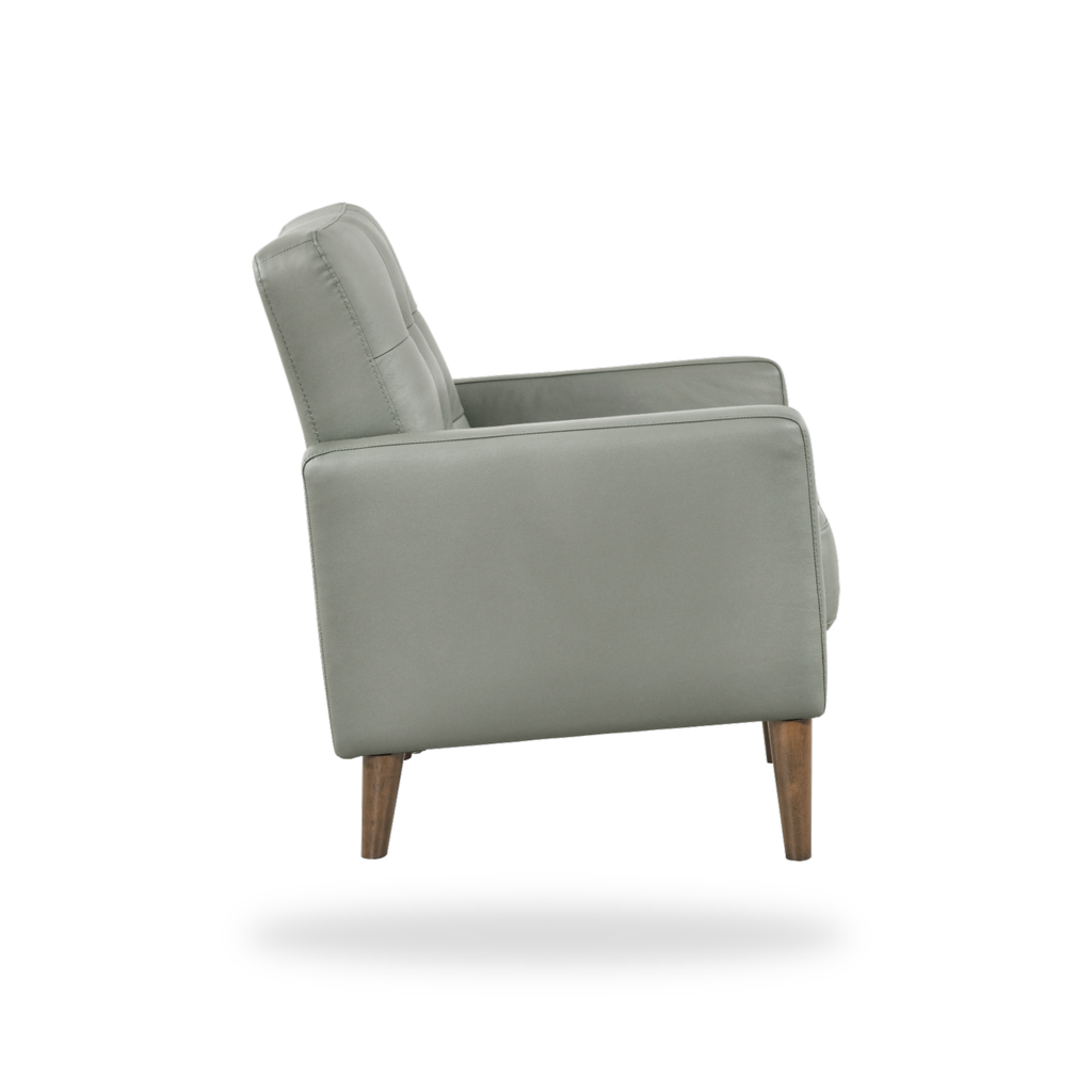 Riva green leather match accent chair side view