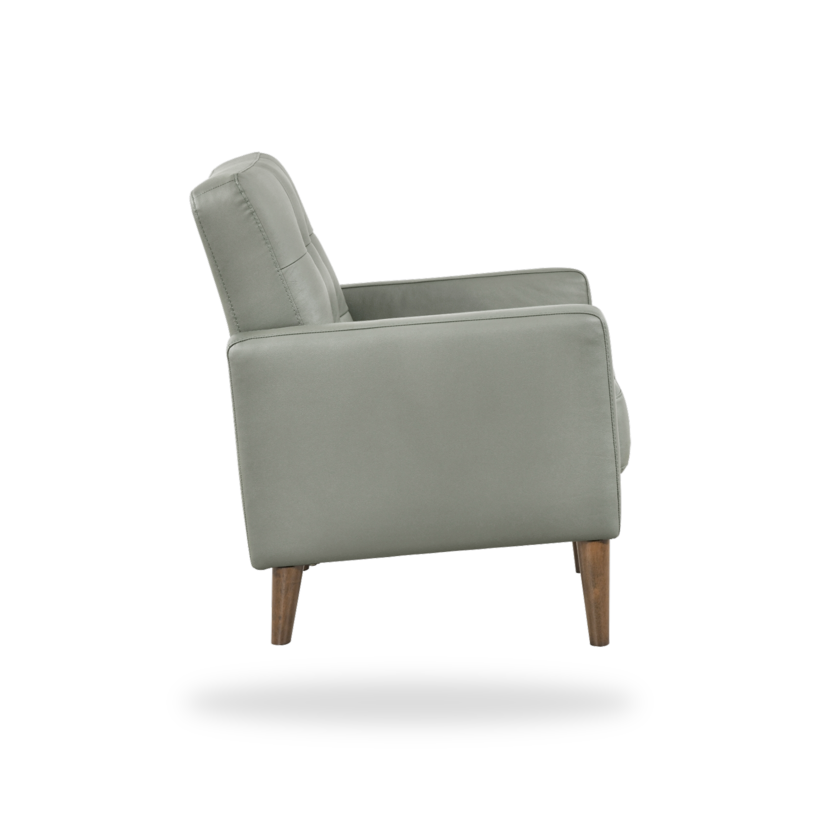 Riva green leather match accent chair side view