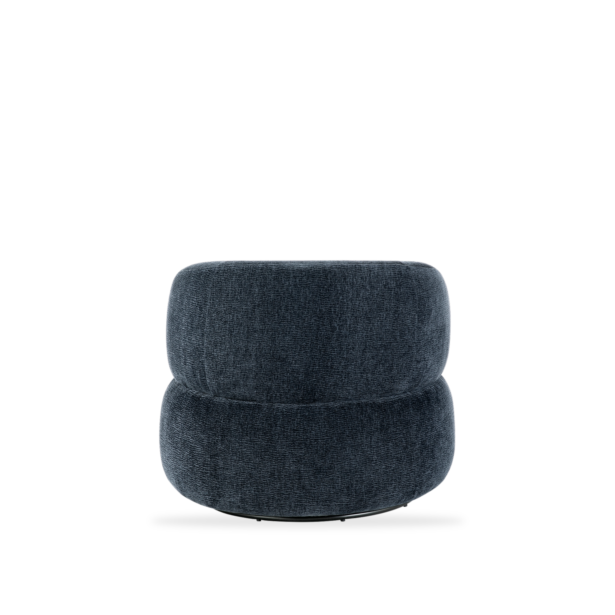 Ruvo blue chenille swivel chair full back view