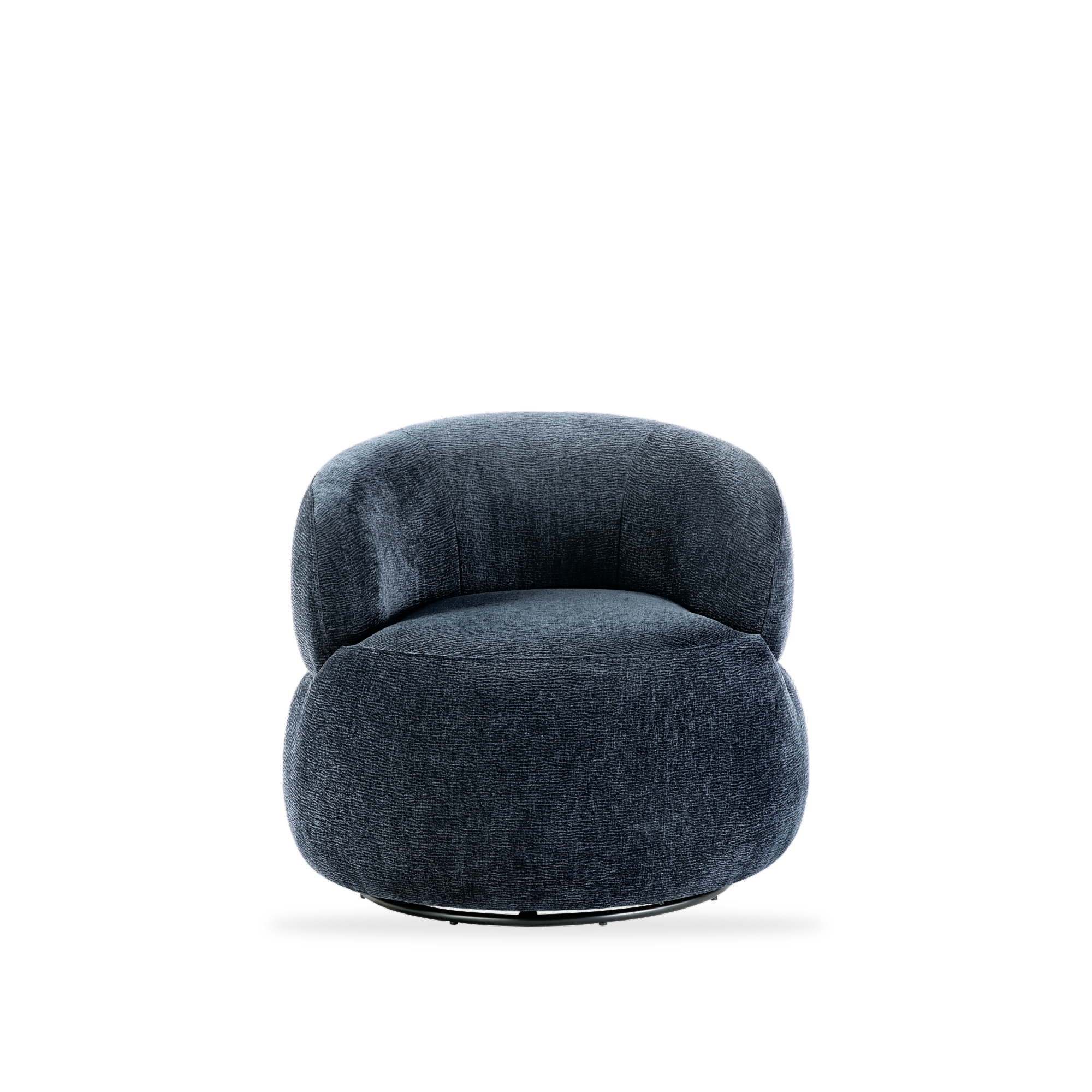 Ruvo blue chenille swivel chair complete front view