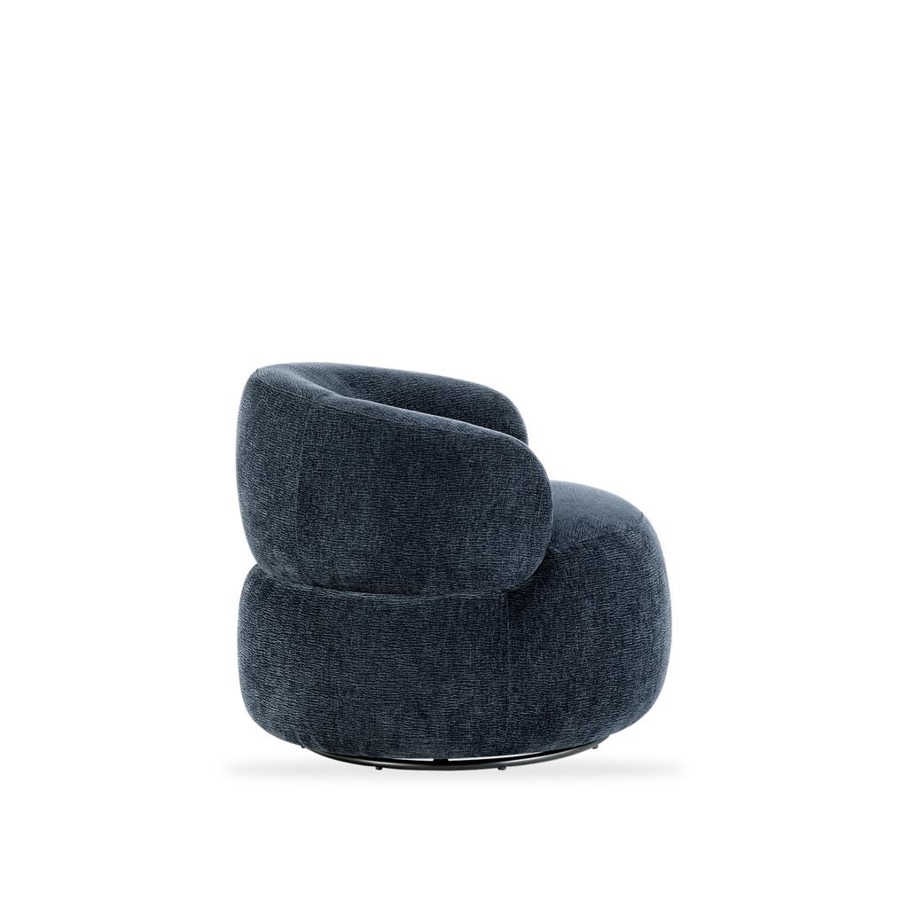 Ruvo blue chenille swivel chair right side view